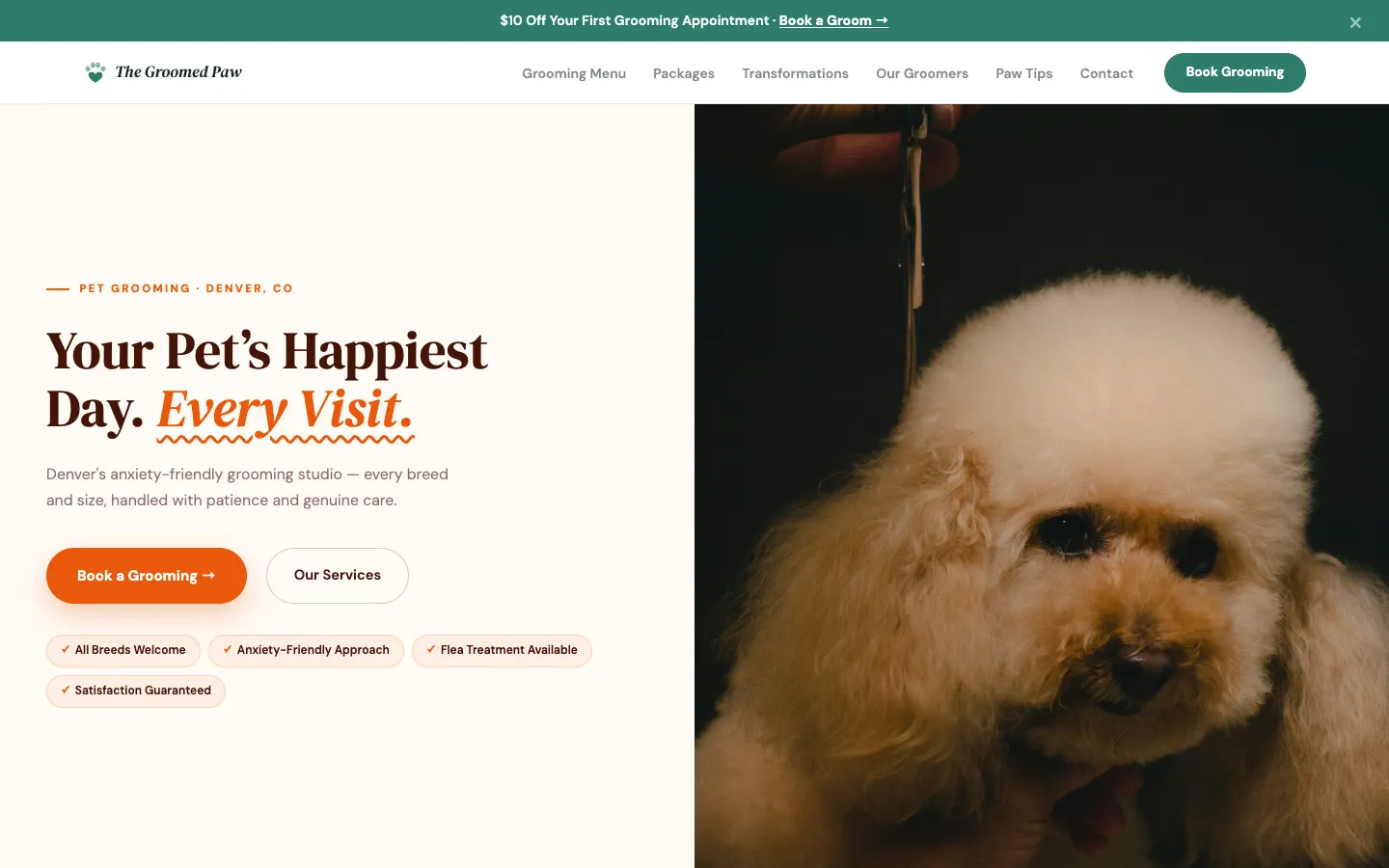 The Groomed Paw website